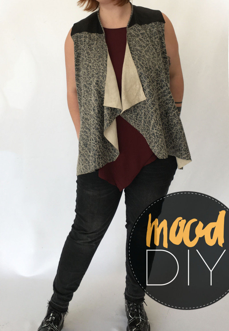 How To Draft A Waterfall Vest Sewing Pattern Mood Sewciety Have You Sewn A Vest Before As Soon I Saw This Led Lamb Suede From Mood Knew How Wanted To Transform It