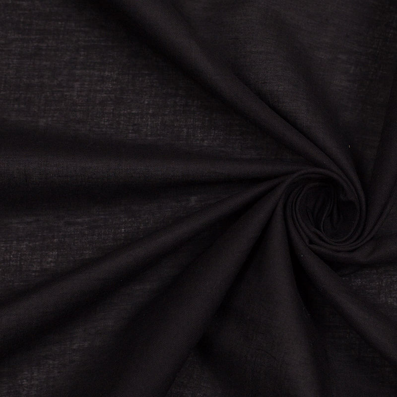 Black Solid Cotton Lawn